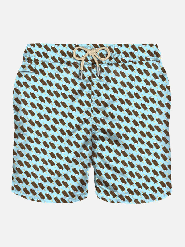 Man light fabric swim shorts with Cremino print | Algida® Special Edition