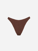 Woman brown crinkle swim briefs