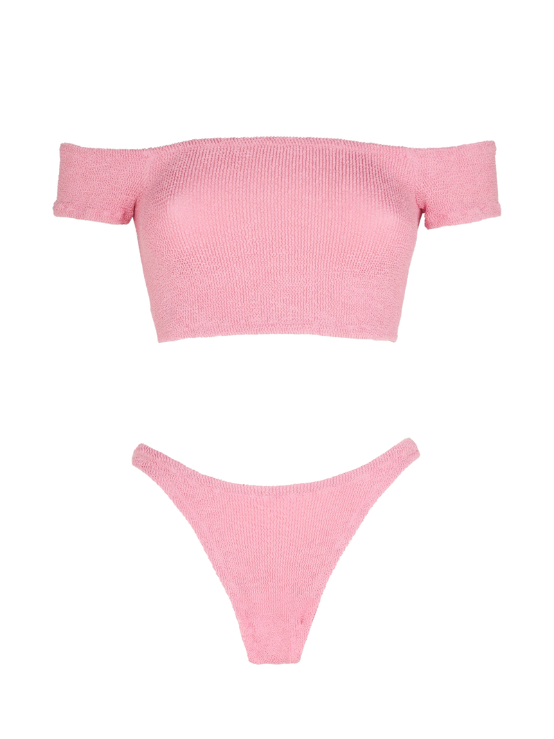 Woman crinkle wide shoulder strap bikini