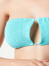 Woman water green crinkle bandeau top