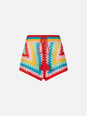 Multicolor crochet shorts