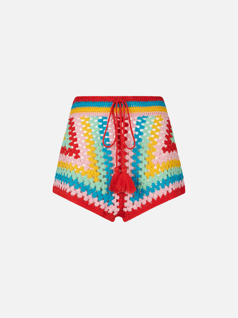 Multicolor crochet shorts