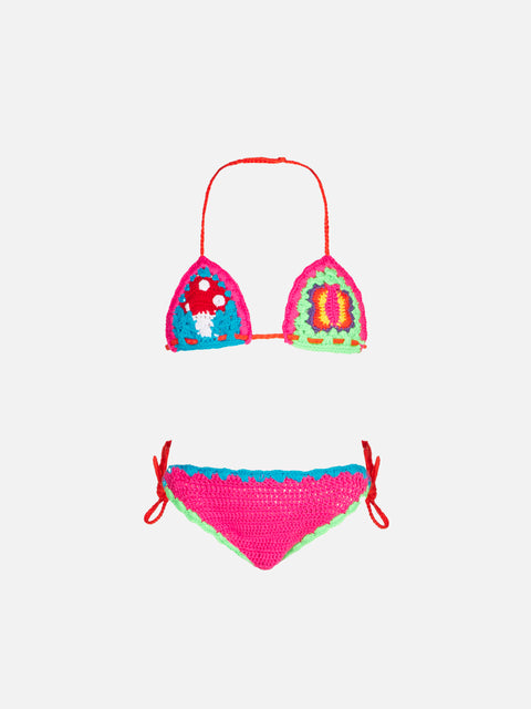 Girl multicolor crochet bikini with patches - MC2 Saint Barth