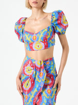 Crop-Top mit Ikat-Print