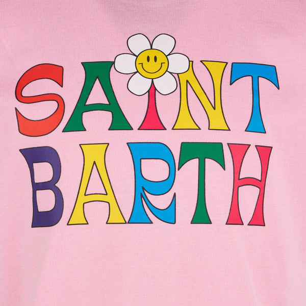 Girl t-shirt with Saint Barth logo and daisy