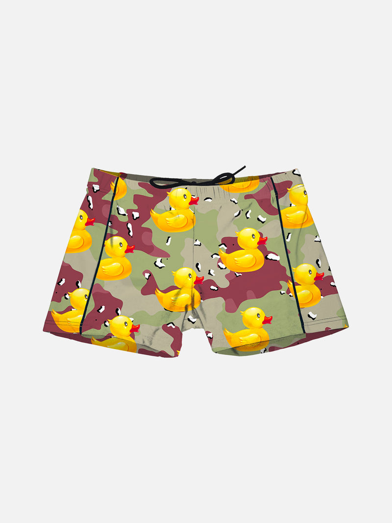 Jungen-Badeshorts aus Lycra mit Enten-Print