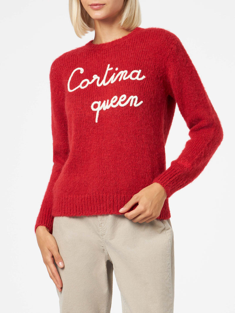 Maglia morbida da donna girocollo con ricamo Cortina Queen