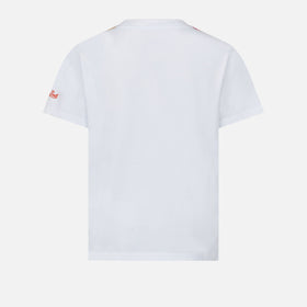 T-shirt da bambina con ricamo margherita e patch