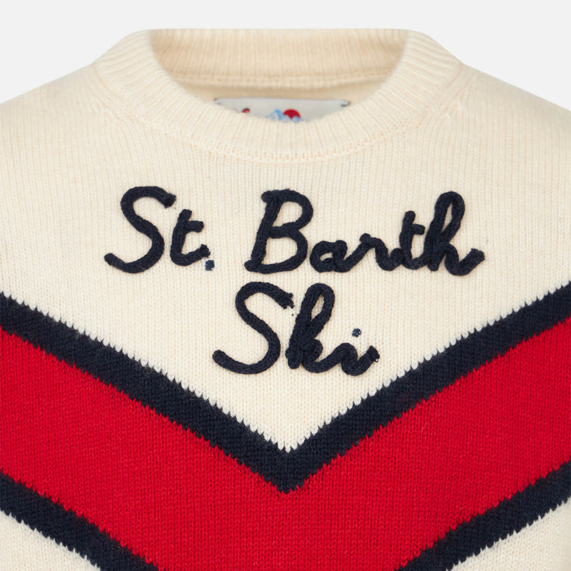 Maglione girocollo da bambino con ricamo Saint Barth Ski