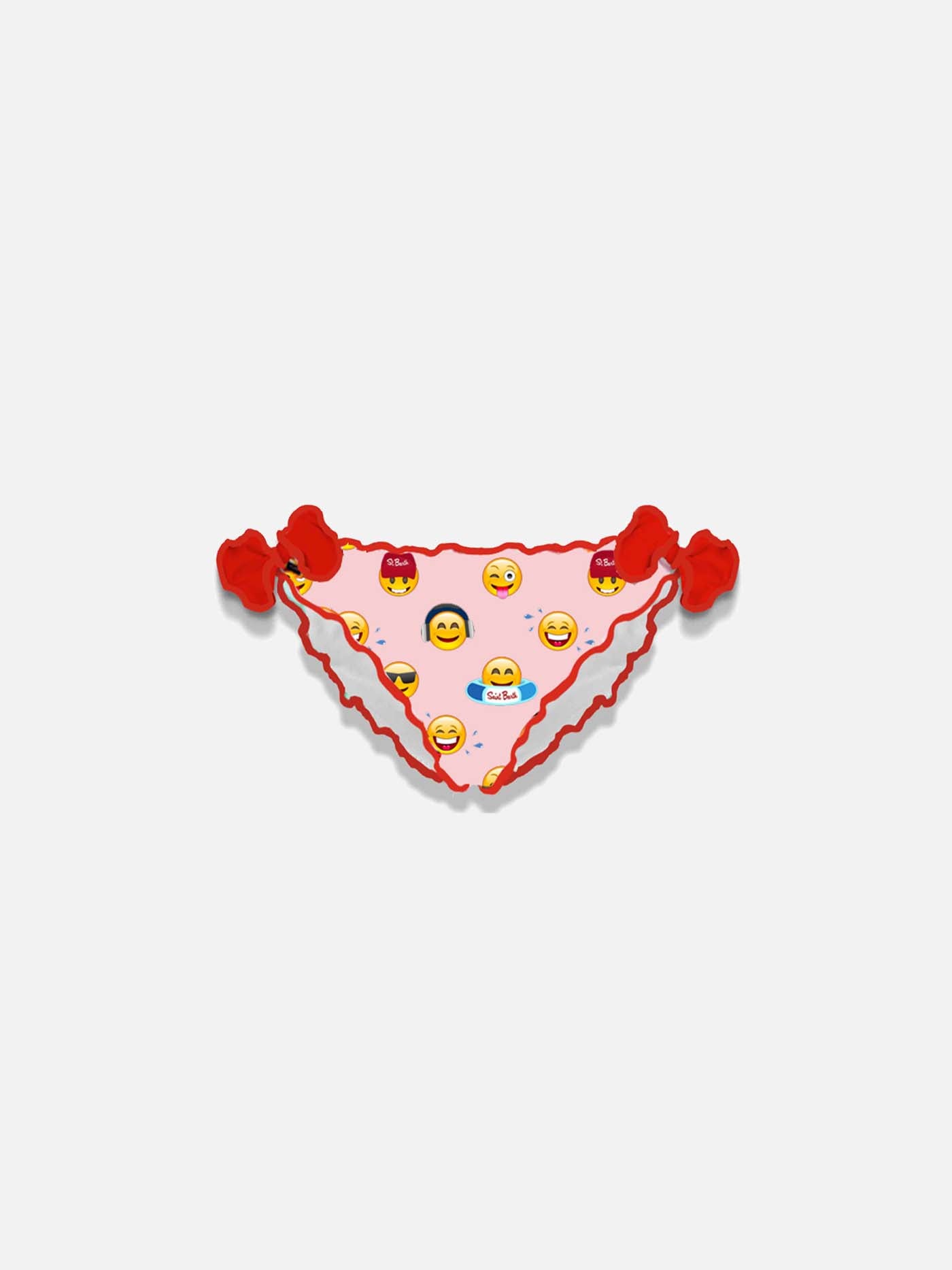 Girl swim briefs with emoticon print