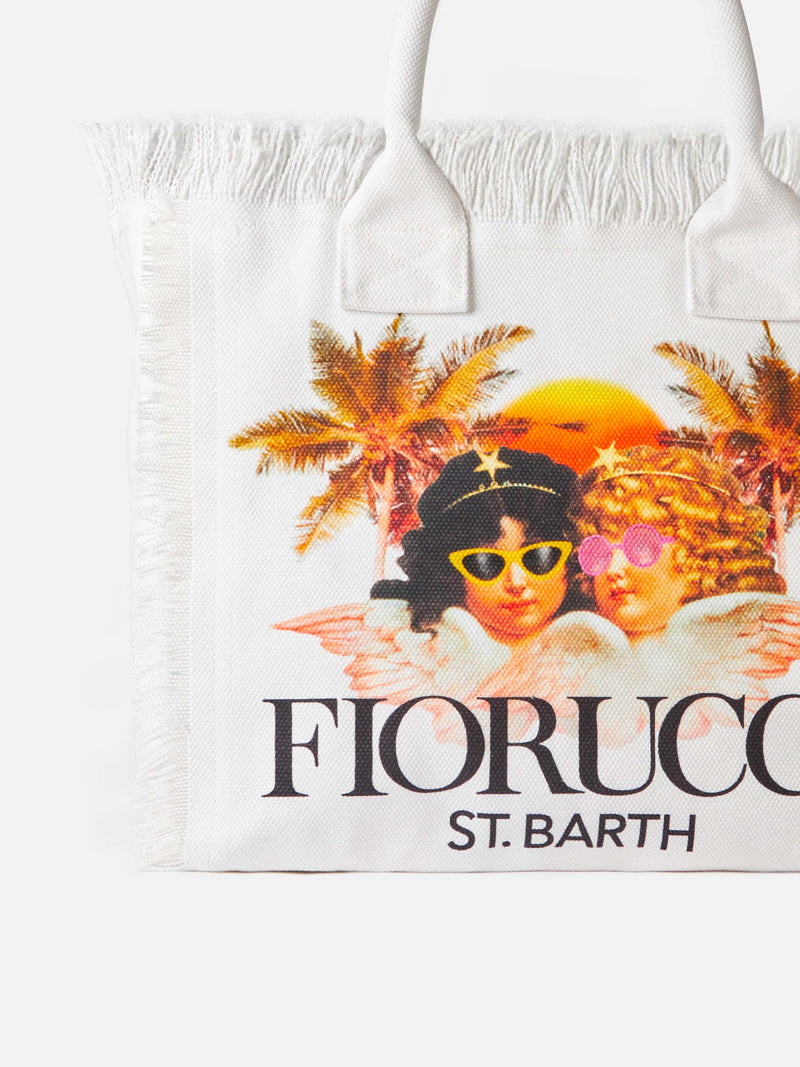 Borsa a spalla Vanity in canvas bianco con stampa angeli Fiorucci | FIORUCCI SPECIAL EDITION