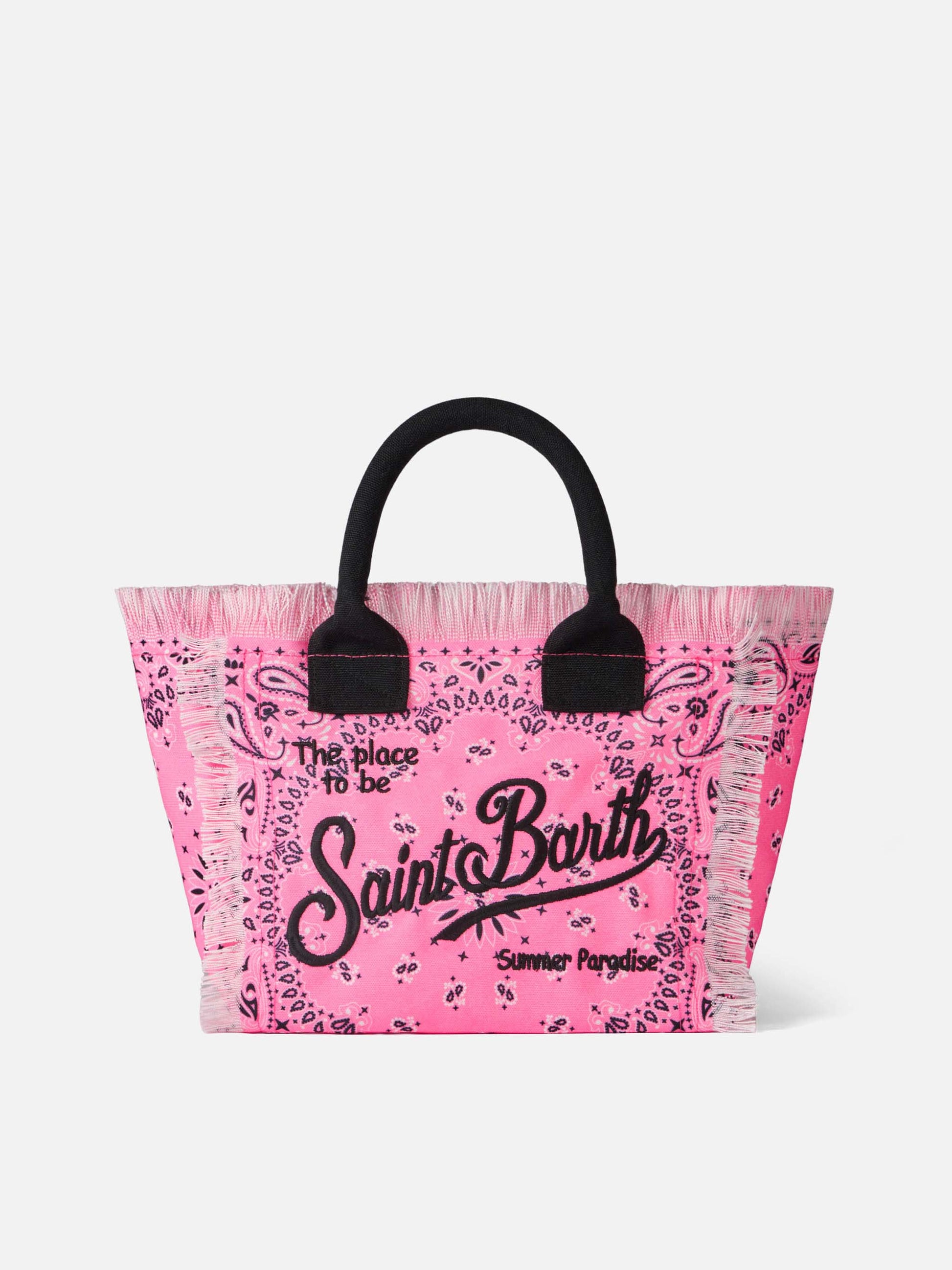 Colette fluo pink handbag with bandanna print - MC2 Saint Barth