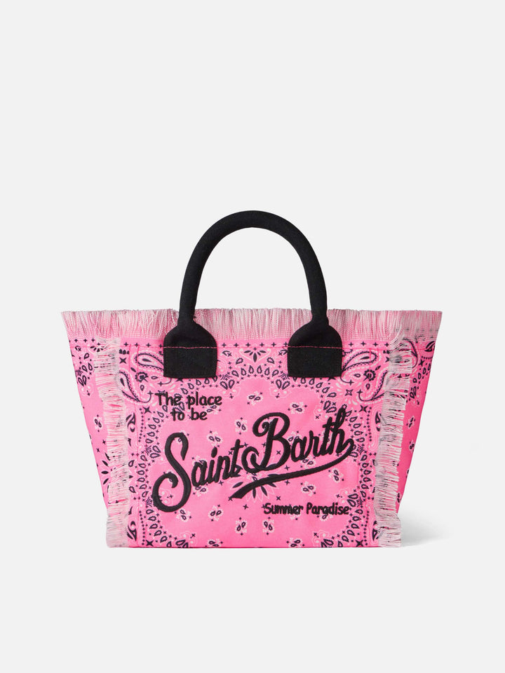 Colette fluo pink handbag with bandanna print - MC2 Saint Barth