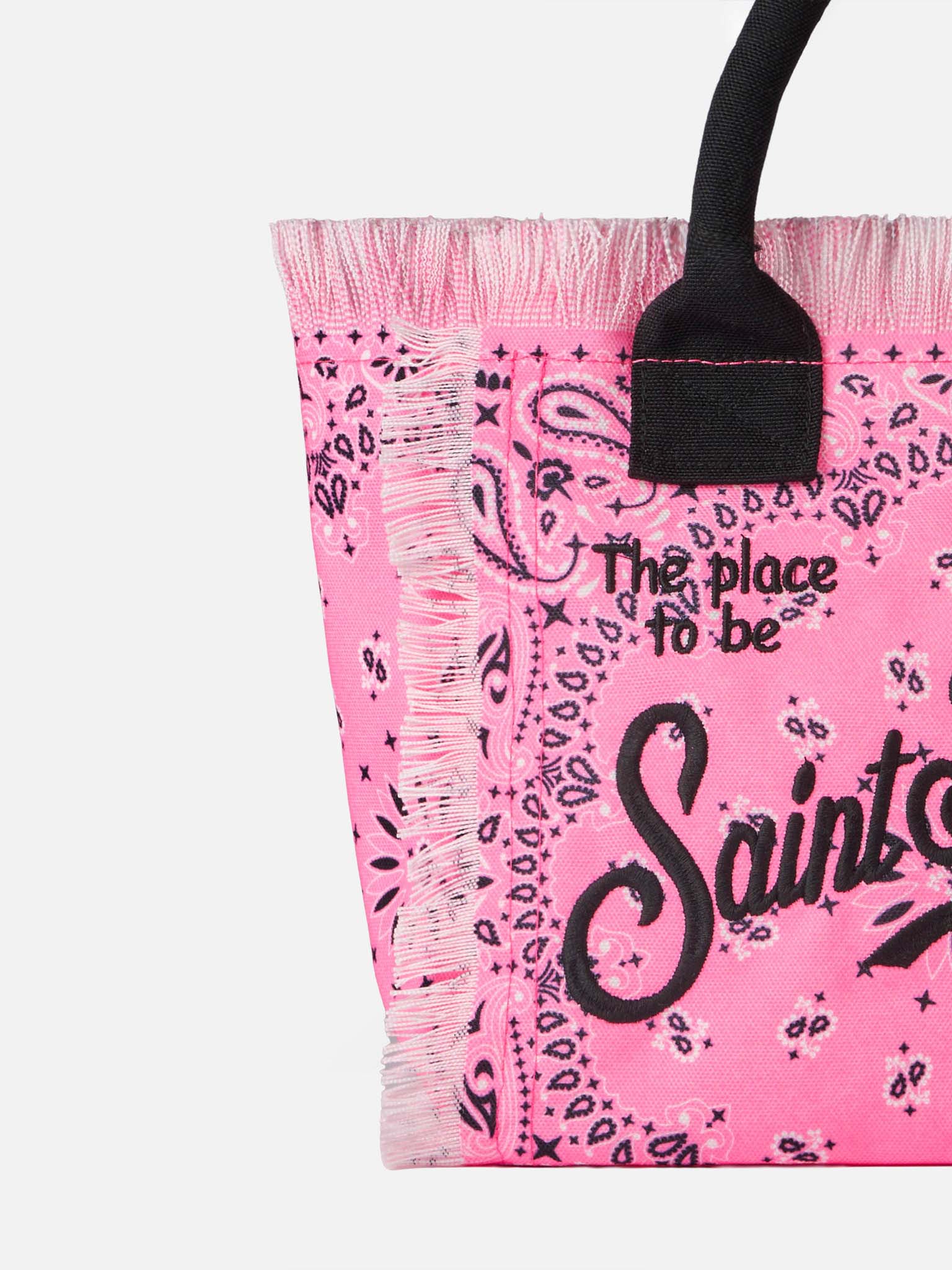 Colette fluo pink handbag with bandanna print - MC2 Saint Barth