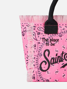 Colette fluo pink handbag with bandanna print - MC2 Saint Barth