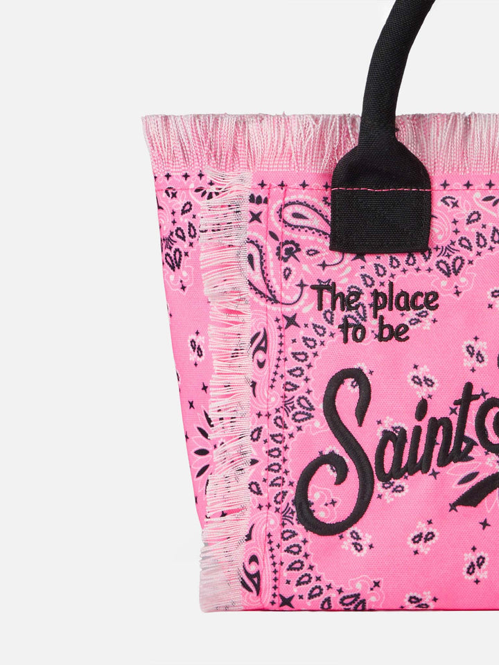 Colette fluo pink handbag with bandanna print - MC2 Saint Barth
