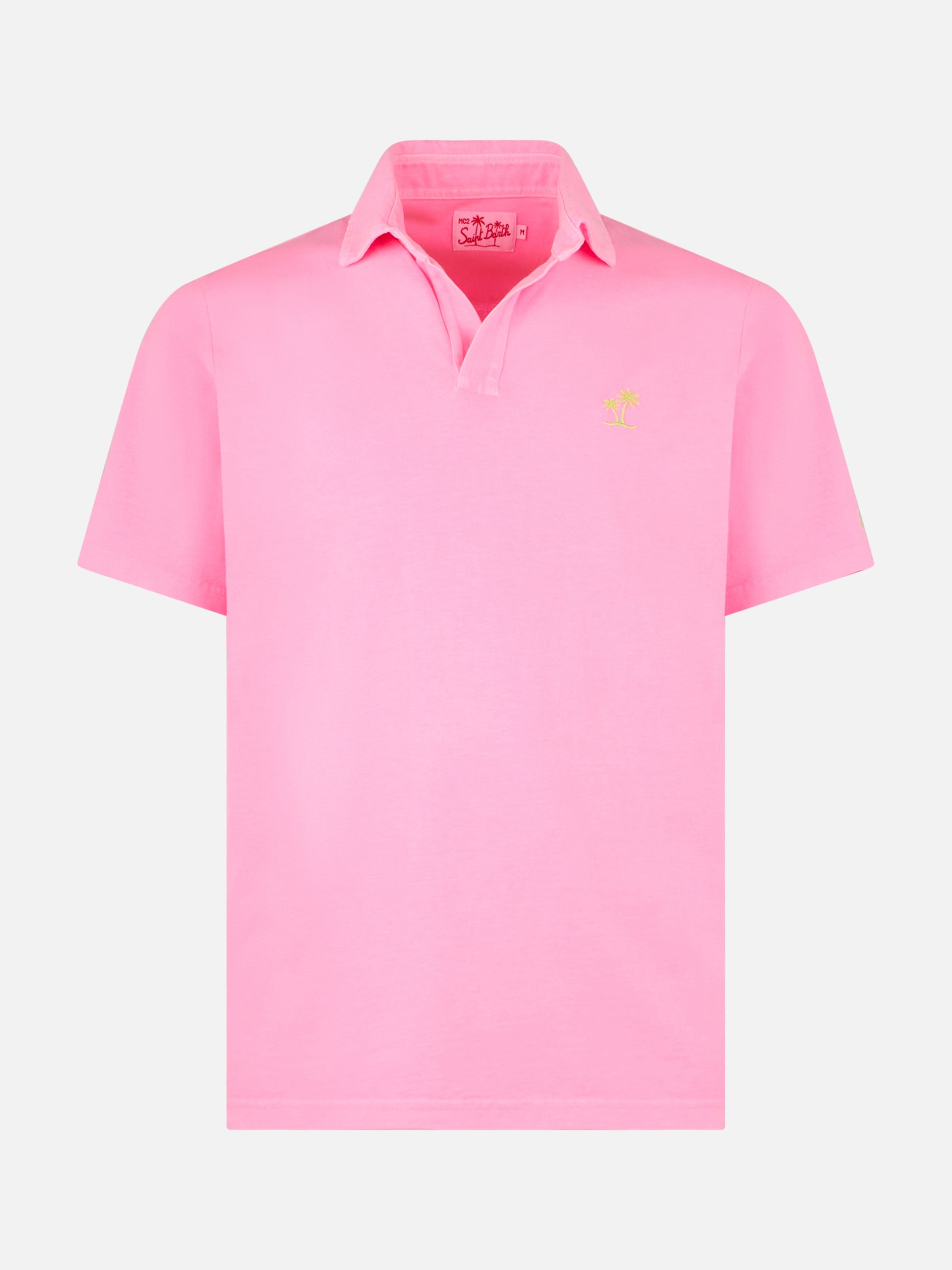 Fluo pink cotton jersey man polo - MC2 Saint Barth