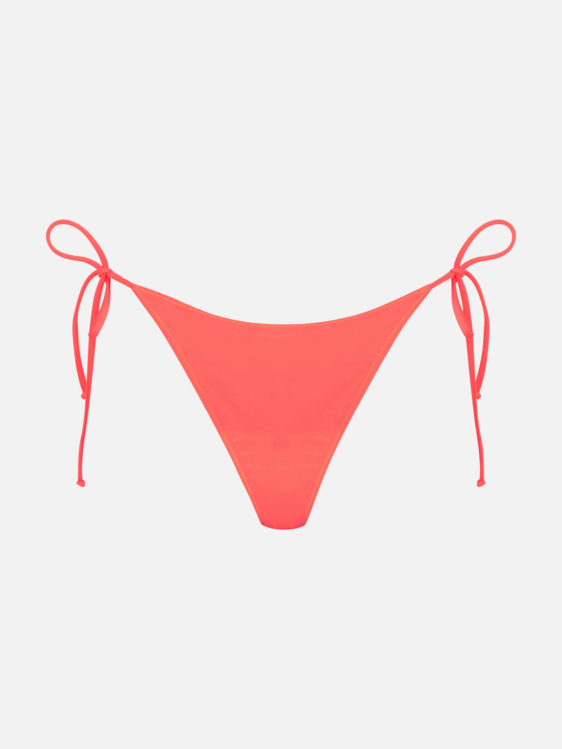 Slip mare donna rosso fluo con laccetti laterali