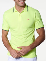 Poloshirt aus Fluo-Piquet in Gelb mit St. Barth-Karologo