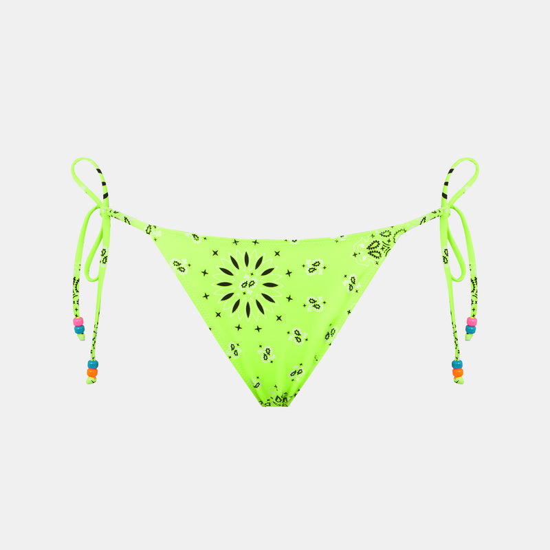 Woman bandanna swim briefs with side laces