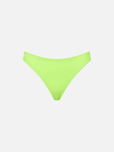 Woman fluo yellow cheeky swim briefs