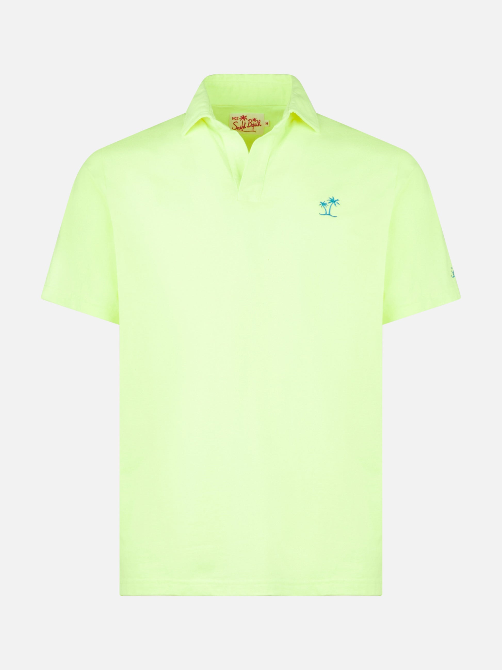Fluo yellow cotton jersey man polo - MC2 Saint Barth
