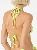 Woman fluo yellow triangle top swimsuit