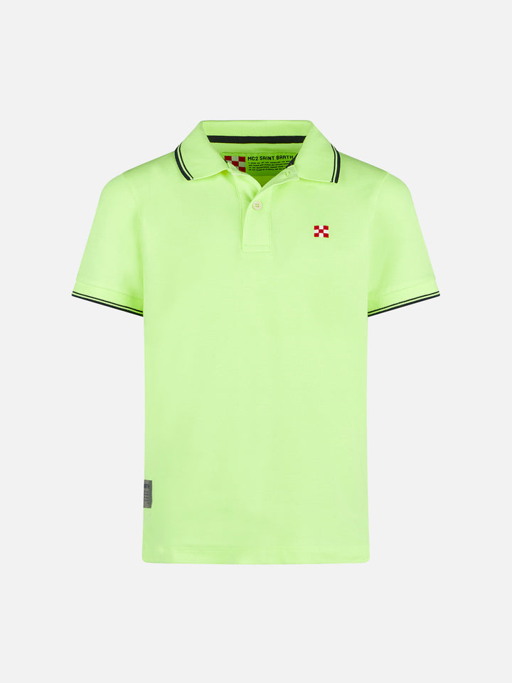 Fluo yellow piquet polo with St. Barth logo - MC2 Saint Barth