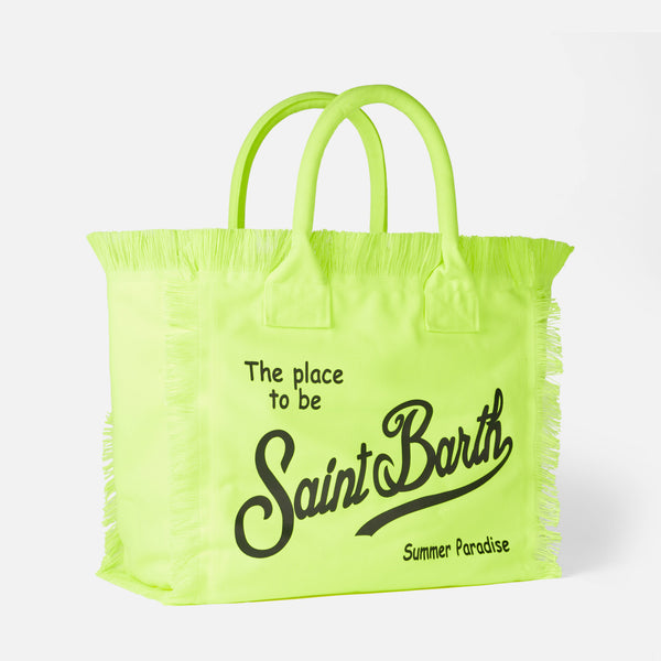 Borsa a spalla Vanity in canvas giallo fluo