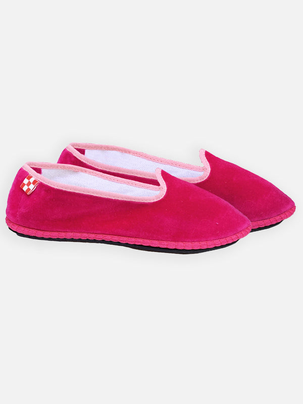 Fucsia velvet slippers friulane