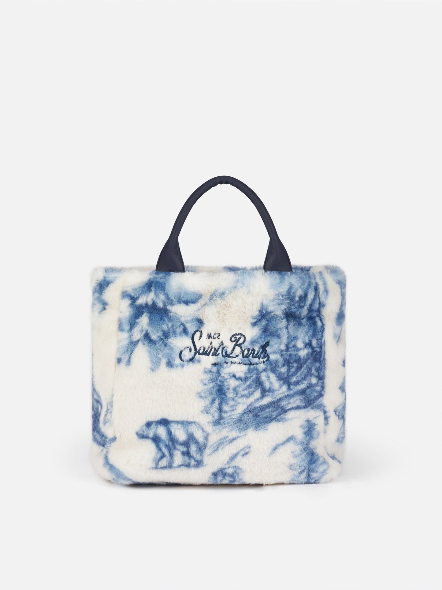Pelzweiche Mini-Kosmetiktasche mit Toile-de-Jouy-Print