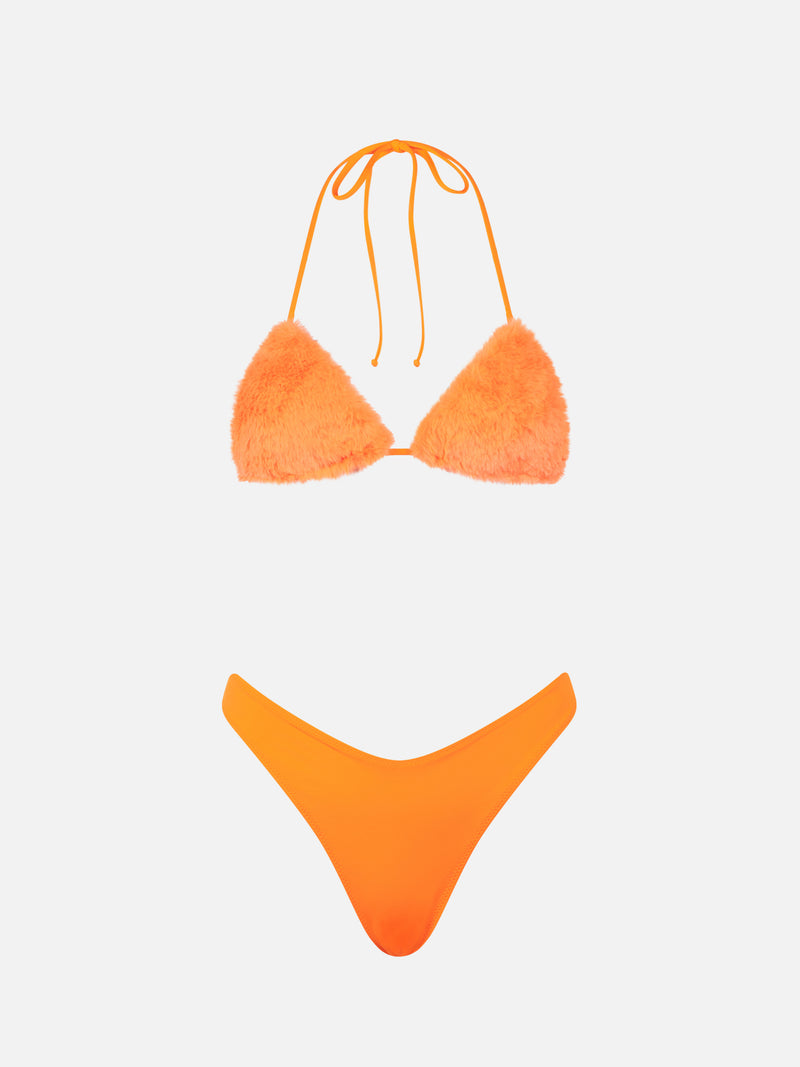 Bikini da donna a triangolo arancio fluo