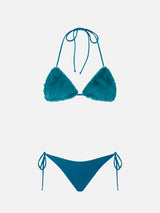 Woman teal green triangle top bikini