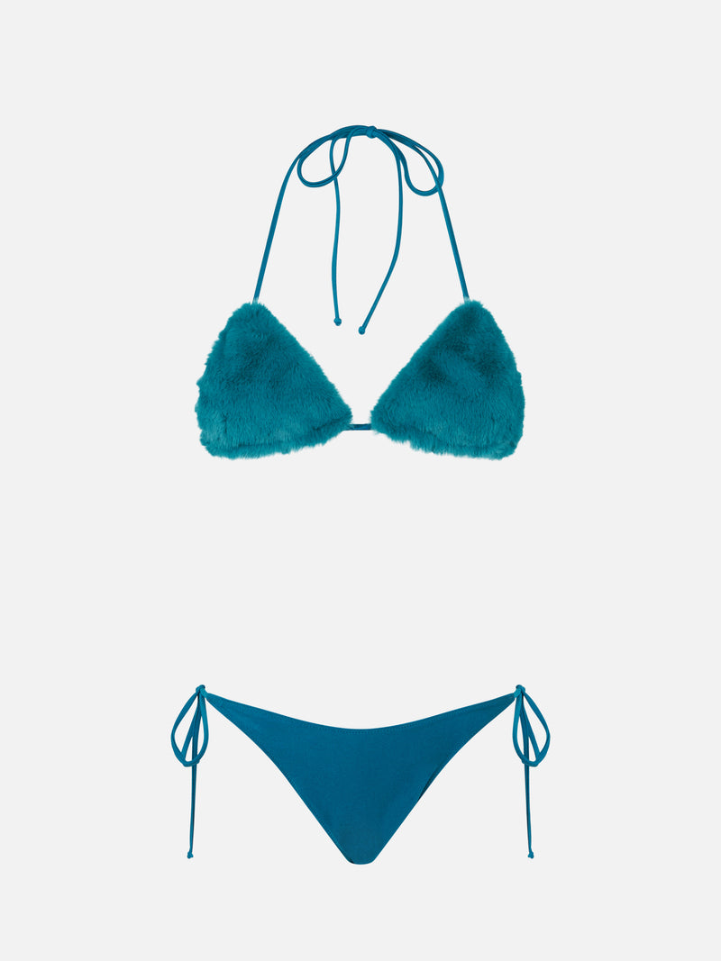 Bikini da donna con top a triangolo verde acqua