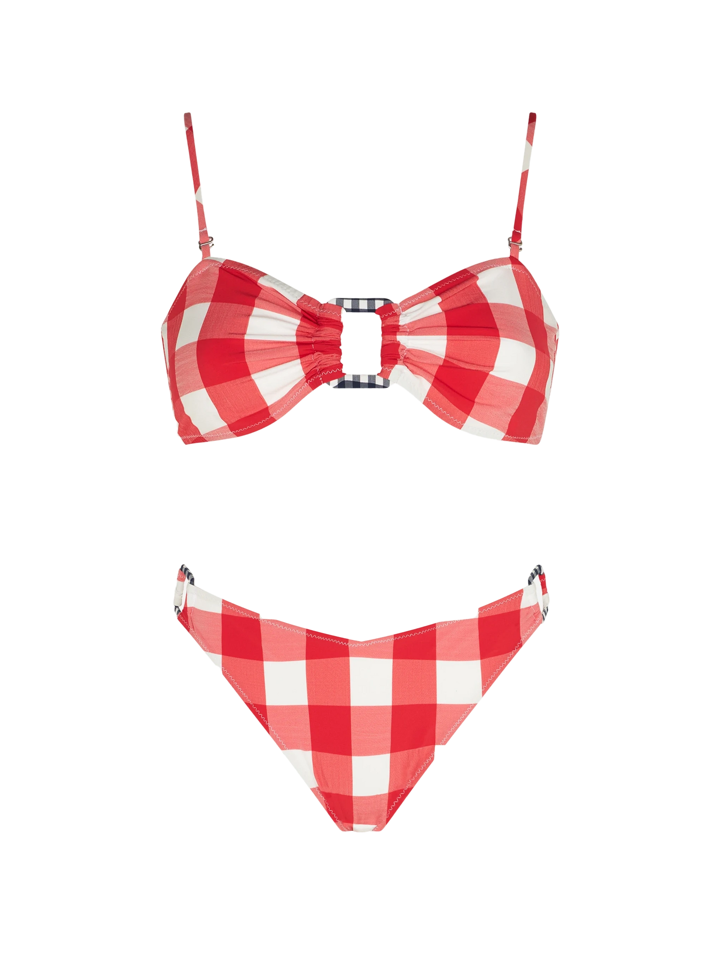 Bikini a bralette vichy con anelli