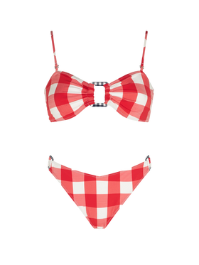 Bikini a bralette vichy con anelli