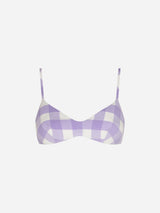 Fliederfarbenes Bralette mit Gingham-Karomuster