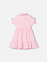 Girl dress with white and pink gingham print