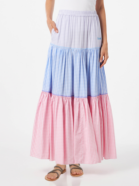 Gingham print cotton skirt