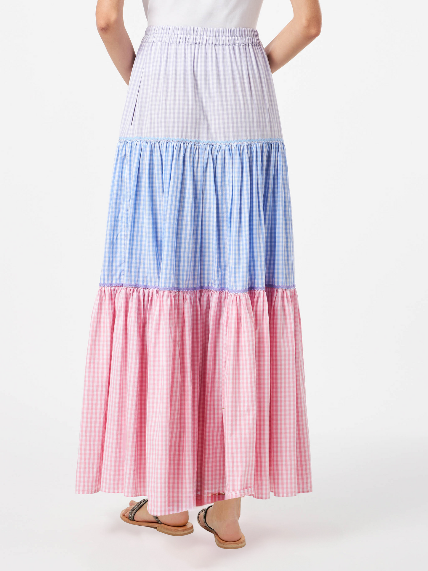 Gingham print cotton skirt