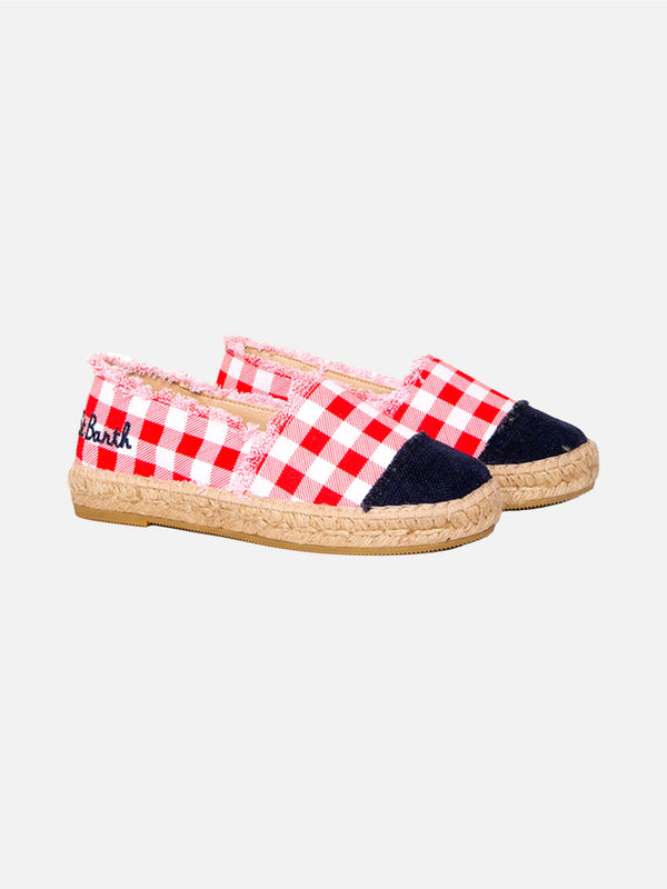 Espadrillas in tela vichy con ricamo