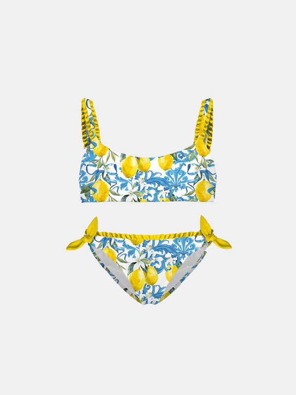 Girl top bikini with baroque print