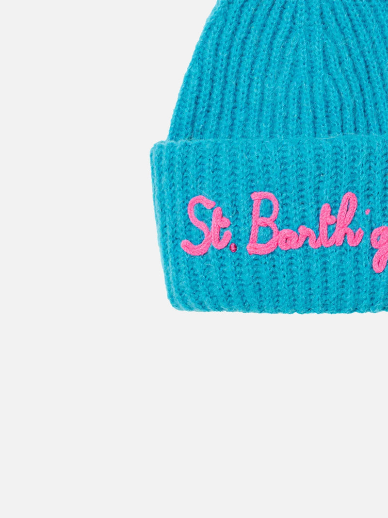 Girl brushed and ultra soft beanie with St. Barth girl embroidery