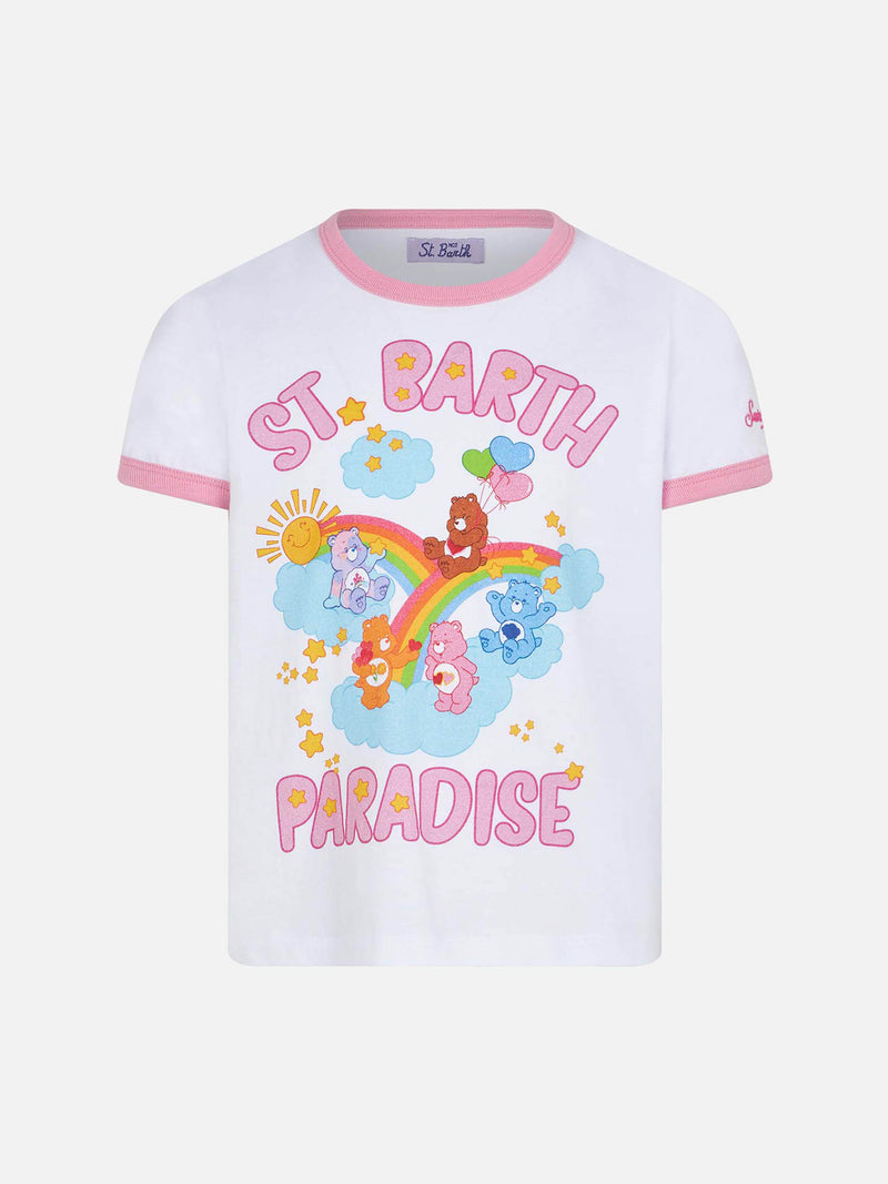 Girl cotton t-shirt with St. Barth paradise print