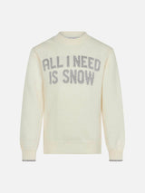 Girl crewneck sweater with All I need is snow lettering