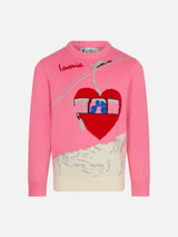 Girl crewneck sweater with love print