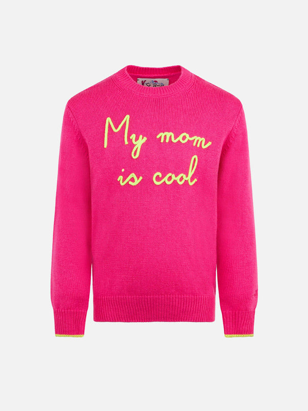 Girl crewneck sweater with My mom is Cool embroidery