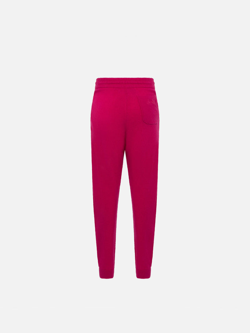 Pantaloni jogger in maglia fucsia da bambina