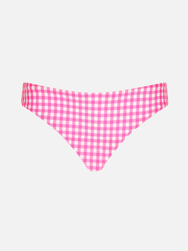 Girl swim briefs with gingham print