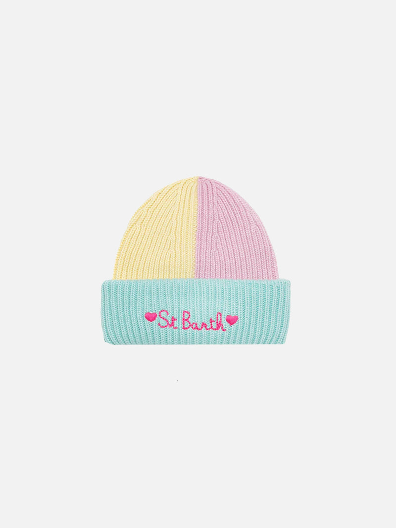 Girl knit beanie with St. Barth embroidery